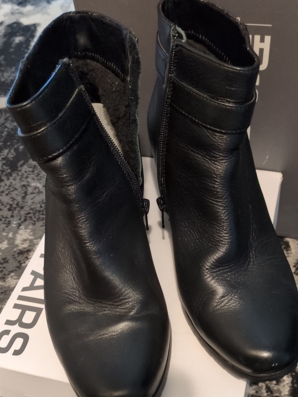 Black Leather Ankle Boots - Women